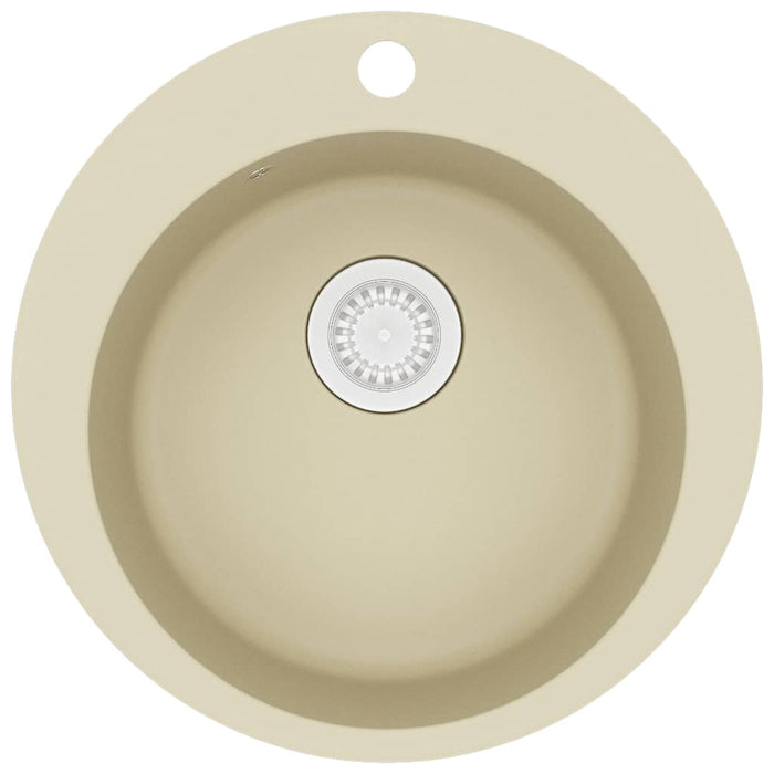 Lavello da Cucina in Granito Vasca Singola Tonda Beige 144864