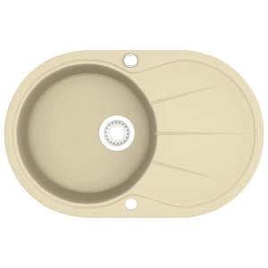 Lavello da Cucina in Granito Vasca Singola Ovale Beige 144866