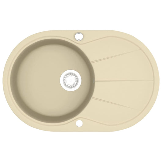 Lavello da Cucina in Granito Vasca Singola Ovale Beige 144866