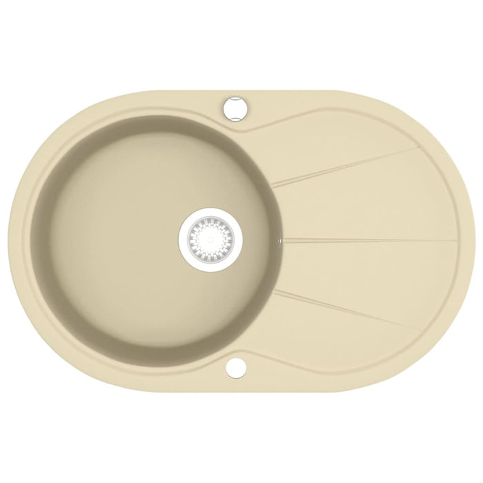 Lavello da Cucina in Granito Vasca Singola Ovale Beige 144866