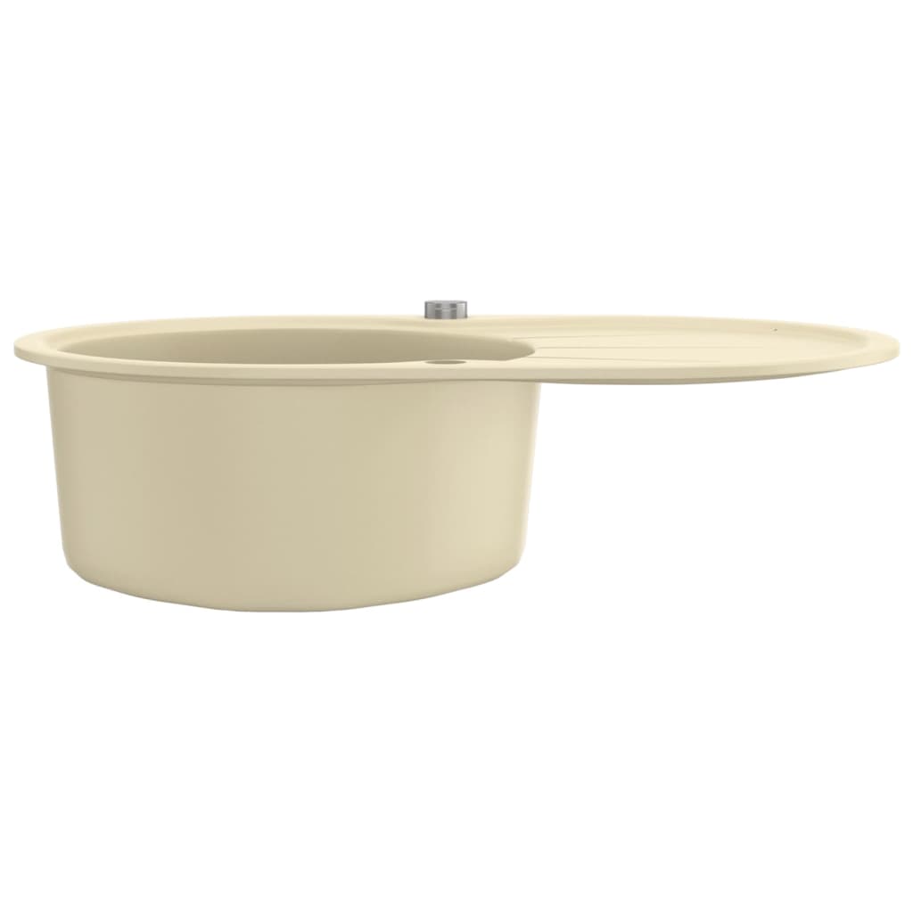 Lavello da Cucina in Granito Vasca Singola Ovale Beige 144866