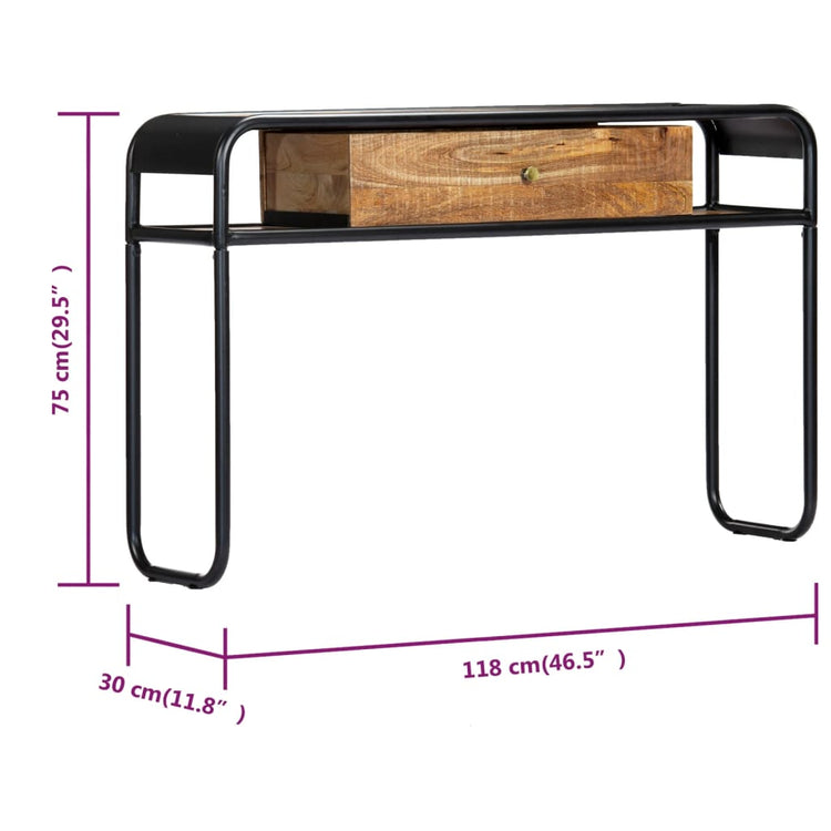 Tavolo Consolle 118x30x75 cm in Legno Massello di Mango