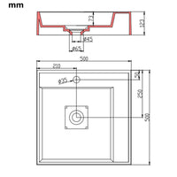 Lavandino 50x50x12,3 cm Blocco in Marmo/Minerale Bianco 144071