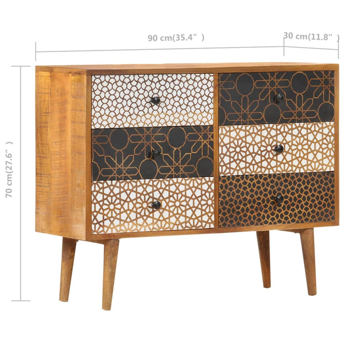 Credenza con Motivo Stampato 90x30x70 cm in Massello di Mango cod mxl 16339