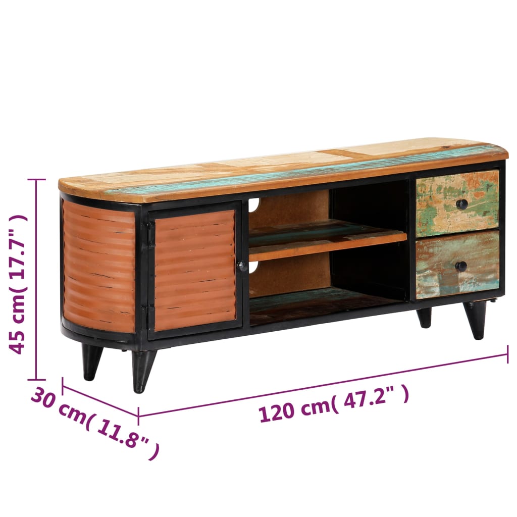 Mobile Porta TV 120x30x45 cm in Legno Massello di Recupero cod mxl 15936