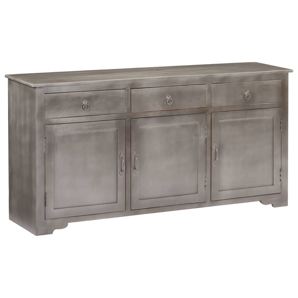 Credenza Grigia 160x40x80 cm Legno Massello di Mango 247665