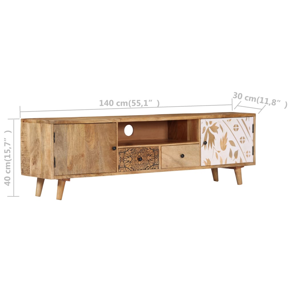 Mobile Porta TV 140x30x40 cm in Legno Massello di Mango cod mxl 10195