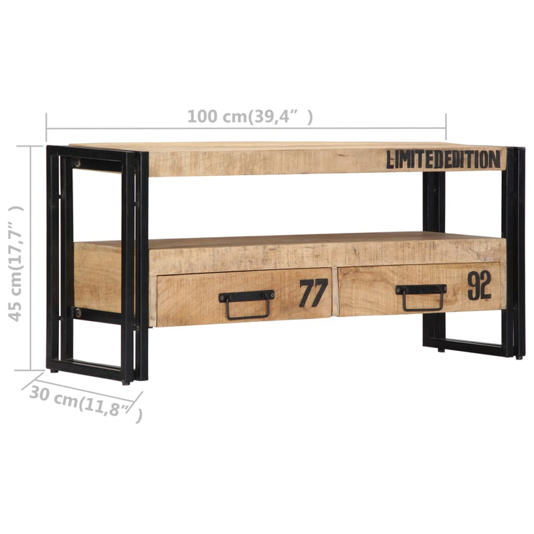 Mobile Porta TV 100x30x45 cm in Legno Massello di Mango cod mxl 13631