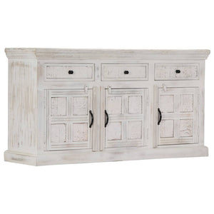 Credenza Bianca 140x40x74 cm in Legno Massello di Mango 249870