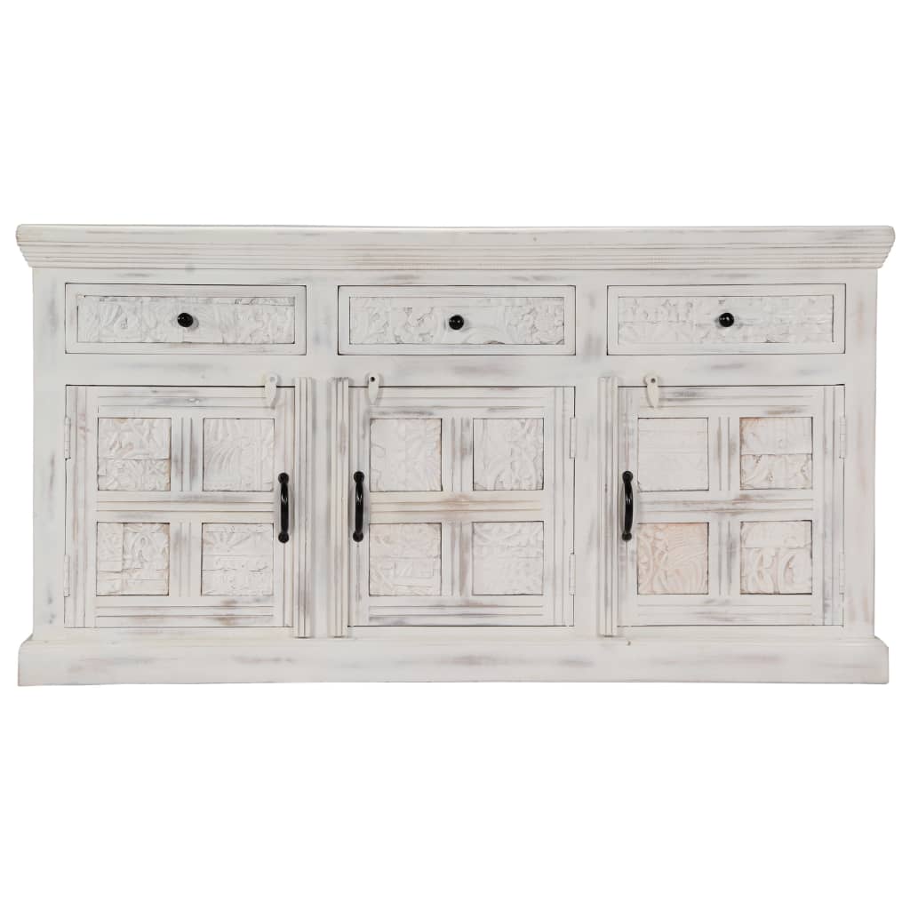 Credenza Bianca 140x40x74 cm in Legno Massello di Mango 249870