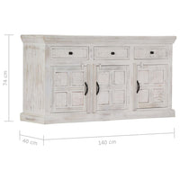 Credenza Bianca 140x40x74 cm in Legno Massello di Mango 249870