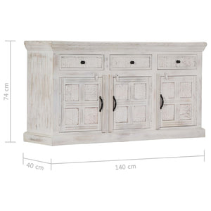 Credenza Bianca 140x40x74 cm in Legno Massello di Mango 249870