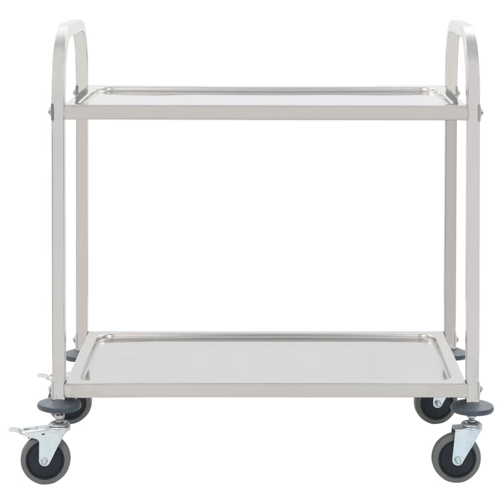 Carrello da Cucina a 2 Livelli 96,5x55x90 cm in Acciaio Inox 50912