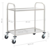 Carrello da Cucina a 2 Livelli 96,5x55x90 cm in Acciaio Inox 50912