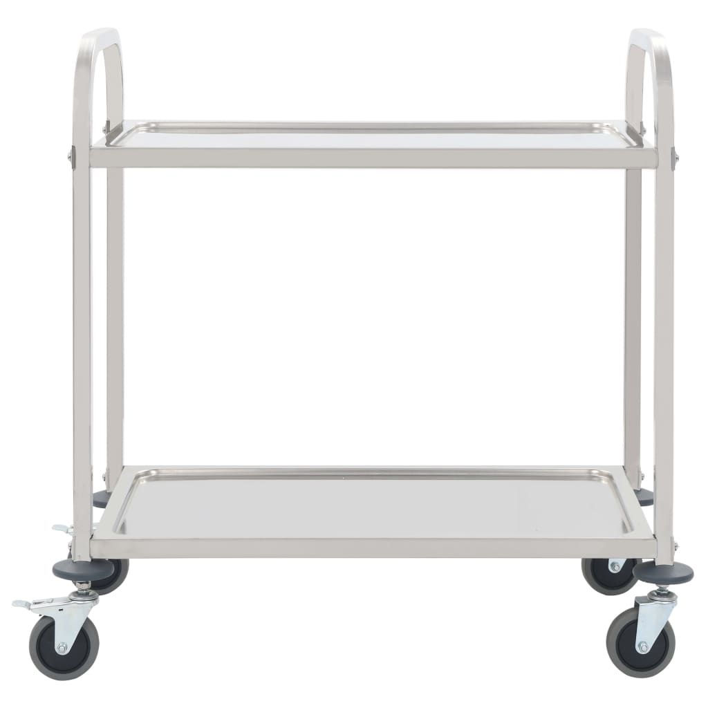 Carrello da Cucina a 2 Livelli 95x45x83,5 cm in Acciaio Inox cod mxl 76826