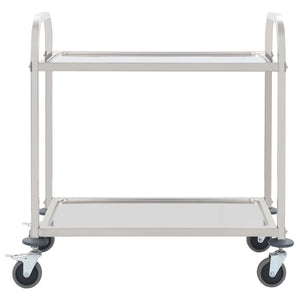 Carrello da Cucina a 2 Livelli 95x45x83,5 cm in Acciaio Inox cod mxl 76826