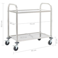 Carrello da Cucina a 2 Livelli 95x45x83,5 cm in Acciaio Inox 50913