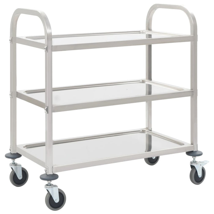 Carrello da Cucina a 3 Livelli 96,5x55x90 cm in Acciaio Inox 50914