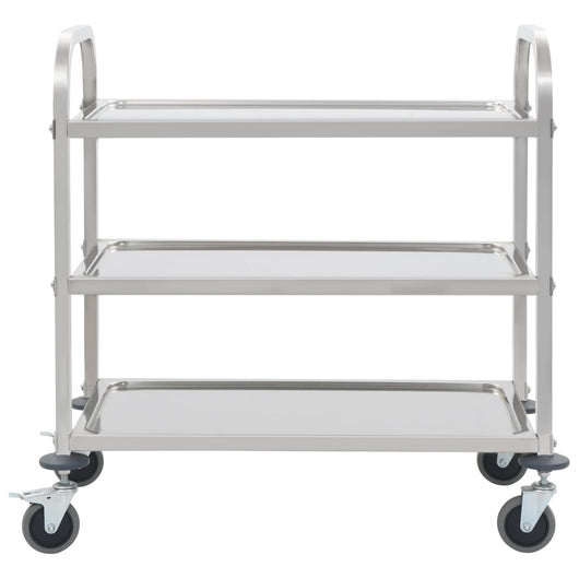 Carrello da Cucina a 3 Livelli 96,5x55x90 cm in Acciaio Inox 50914