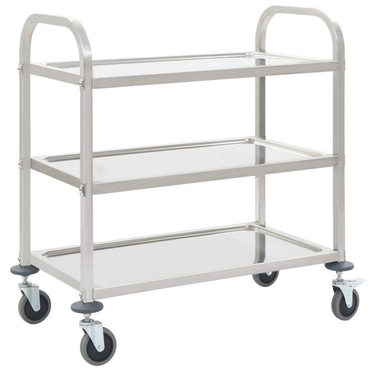 Carrello da Cucina a 3 Livelli 95x45x83,5 cm in Acciaio Inox 50915