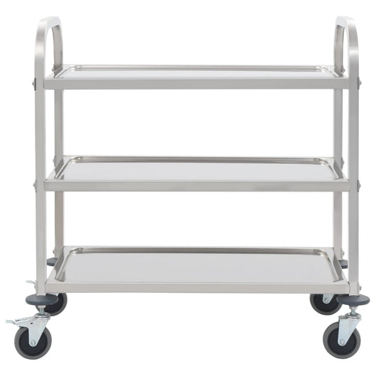 Carrello da Cucina a 3 Livelli 95x45x83,5 cm in Acciaio Inox 50915