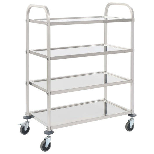 Carrello da Cucina a 4 Livelli 107x55x125 cm in Acciaio Inox 50916