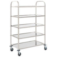 Carrello da Cucina a 5 Livelli 107x55x147 cm in Acciaio Inox 50917