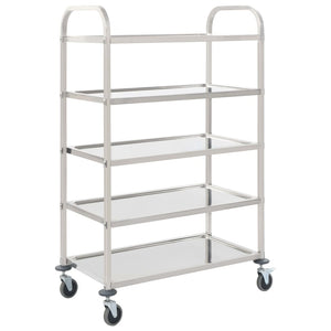 Carrello da Cucina a 5 Livelli 107x55x147 cm in Acciaio Inox 50917