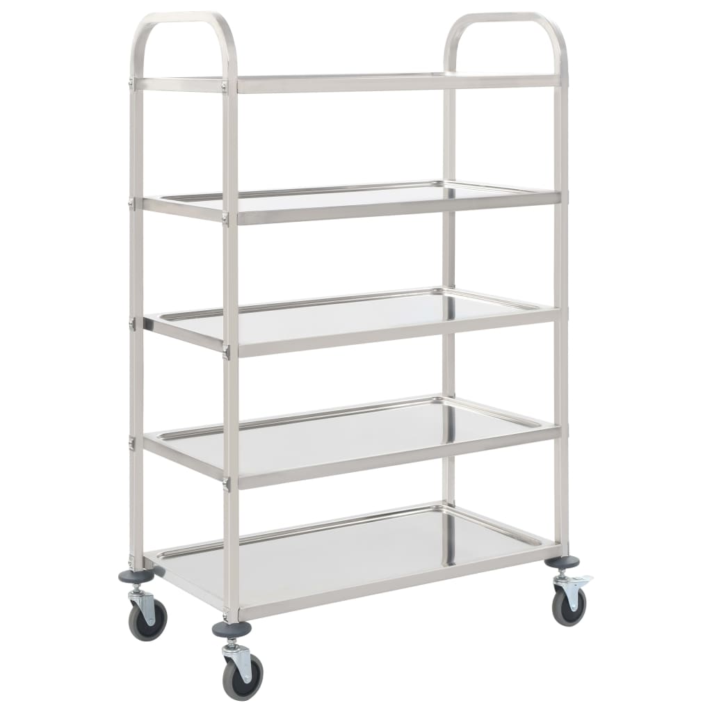 Carrello da Cucina a 5 Livelli 107x55x147 cm in Acciaio Inox cod mxl 74795