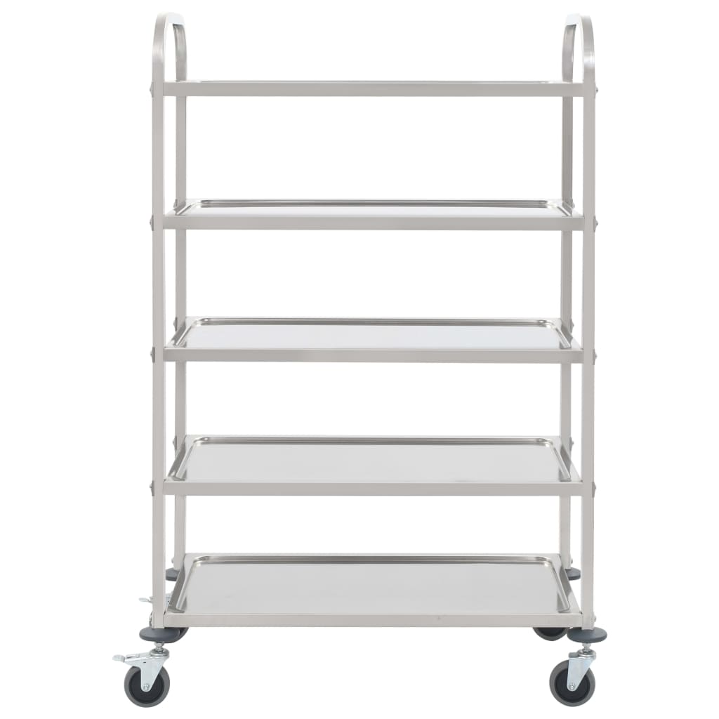 Carrello da Cucina a 5 Livelli 107x55x147 cm in Acciaio Inox 50917