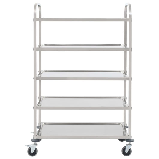 Carrello da Cucina a 5 Livelli 107x55x147 cm in Acciaio Inox 50917