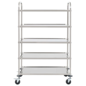 Carrello da Cucina a 5 Livelli 107x55x147 cm in Acciaio Inox cod mxl 74795