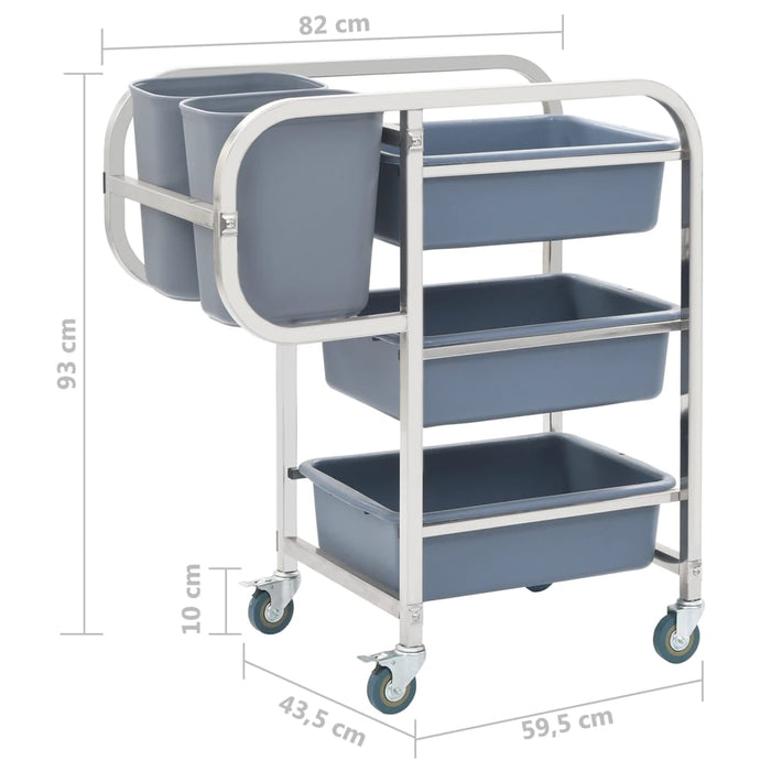 Carrello da Cucina con Contenitori in Plastica 82x43,5x93 cm cod mxl 77217