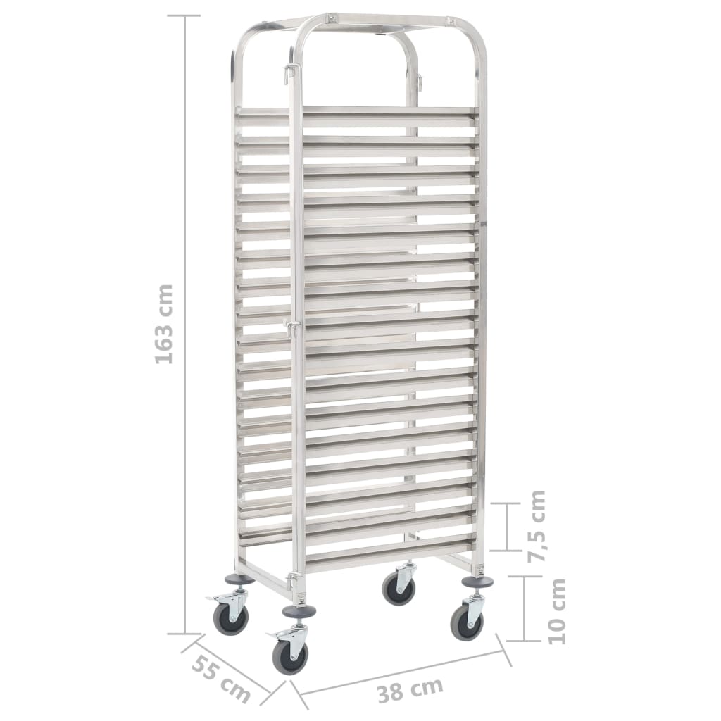 Carrello da Cucina per 16 Vassoi 38x55x163 cm in Acciaio Inox 50920