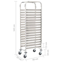 Carrello da Cucina per 16 Vassoi 38x55x163 cm in Acciaio Inox 50920