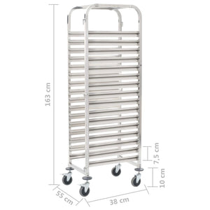 Carrello da Cucina per 16 Vassoi 38x55x163 cm in Acciaio Inox 50920