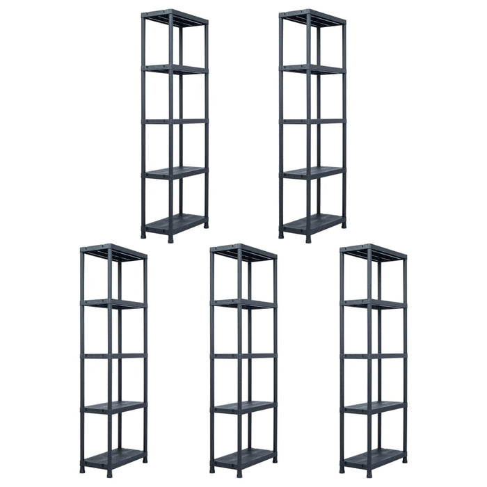 Scaffali 5 pz Nero 125 kg 60x30x180 cm in Plastica  cod mxl 53276