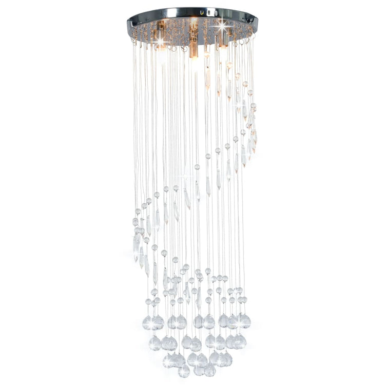 Lampadario con Perle di Cristallo a Spirale Argento G9 cod mxl 77336