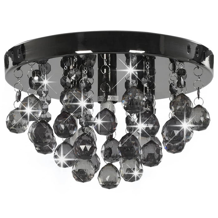 Lampadario con Perle Fumé Tondo Nero G9