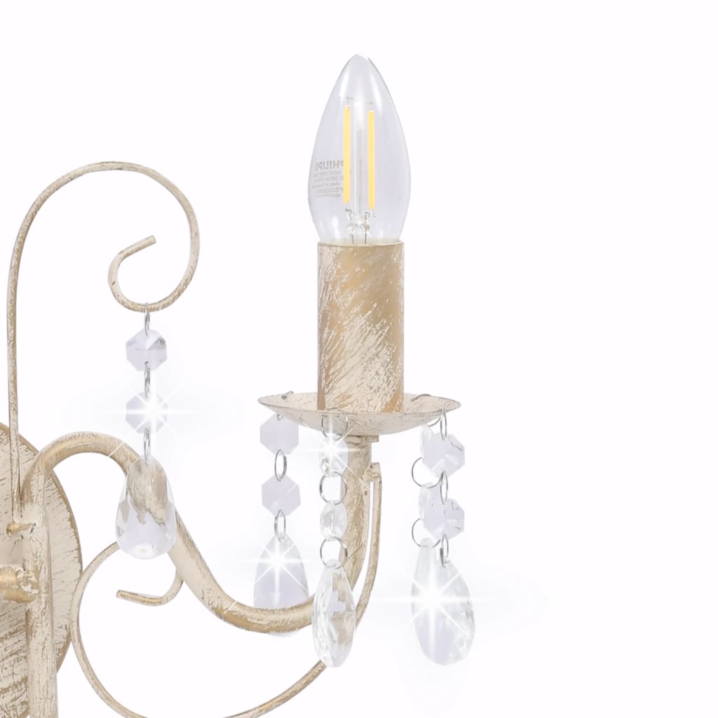 Lampada da Muro con Perle Bianca per 2 Lampadine E14