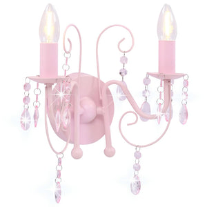 Lampada da Muro con Perle Rosa 2 Lampadine E14