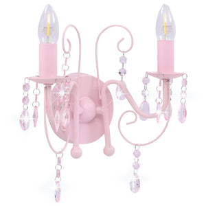 Lampada da Muro con Perle Rosa 2 Lampadine E14