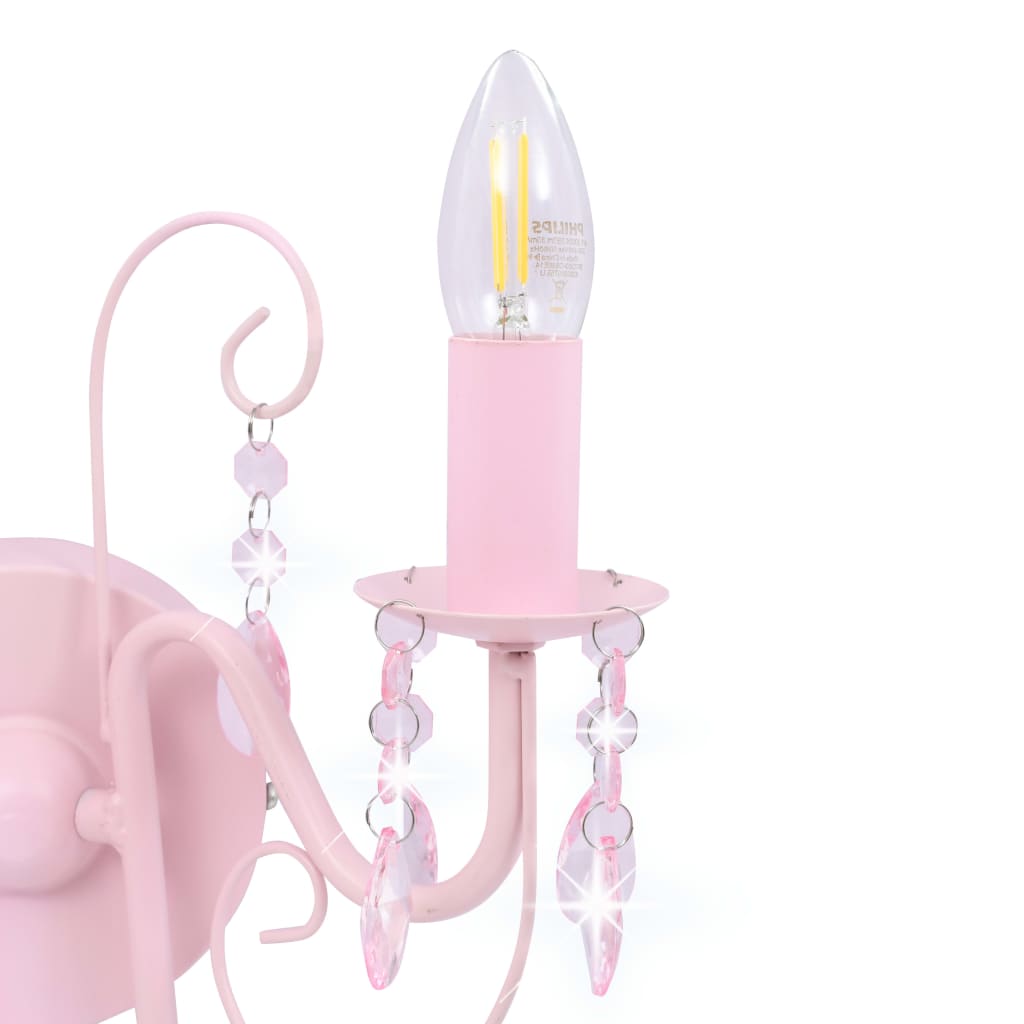 Lampada da Muro con Perle Rosa 2 Lampadine E14