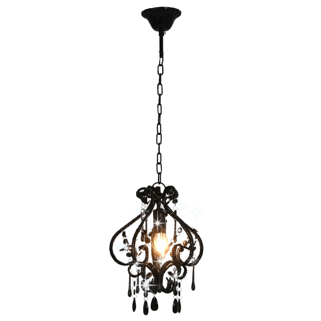 Lampadario con Perle Nero Rotondo E14