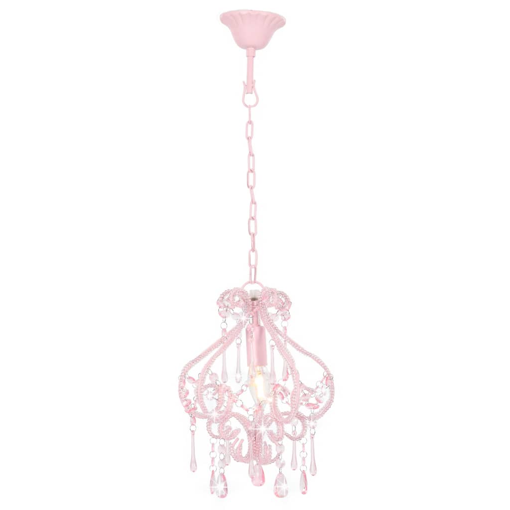 Lampadario con Perle Rosa Rotondo E14cod mxl 73394