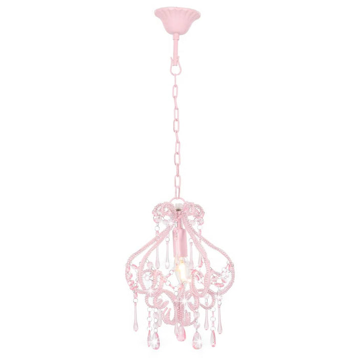 Lampadario con Perle Rosa Rotondo E14cod mxl 73394