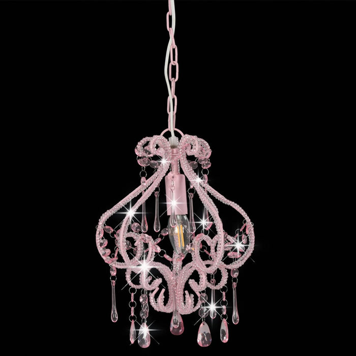 Lampadario con Perle Rosa Rotondo E14