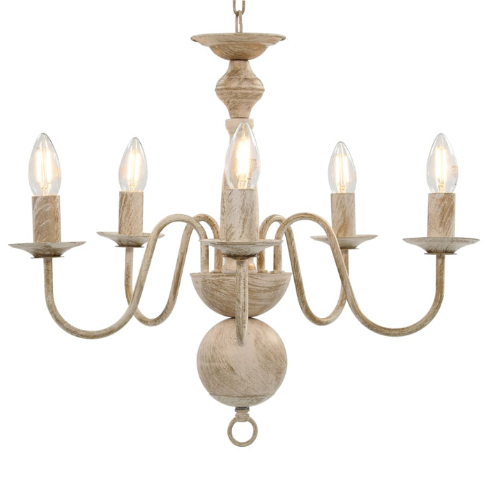 Candelabro Stile Anticato Bianco 5 Lampadine E14 cod mxl 53749