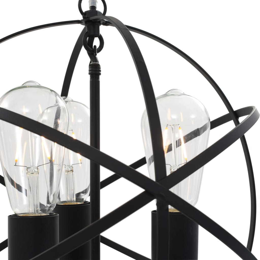 Lampada Sferica a Sospensione Nera 3 Lampadine E27 281626