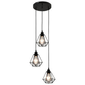 Lampadario con Design Diamante Nero 3 Lampadine E27 281634